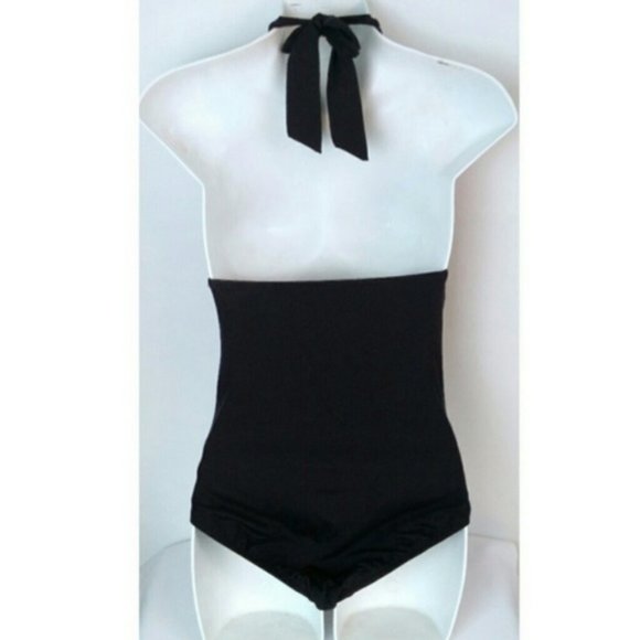Lands end black halter one piece swimsuit 4L - Picture 7 of 12